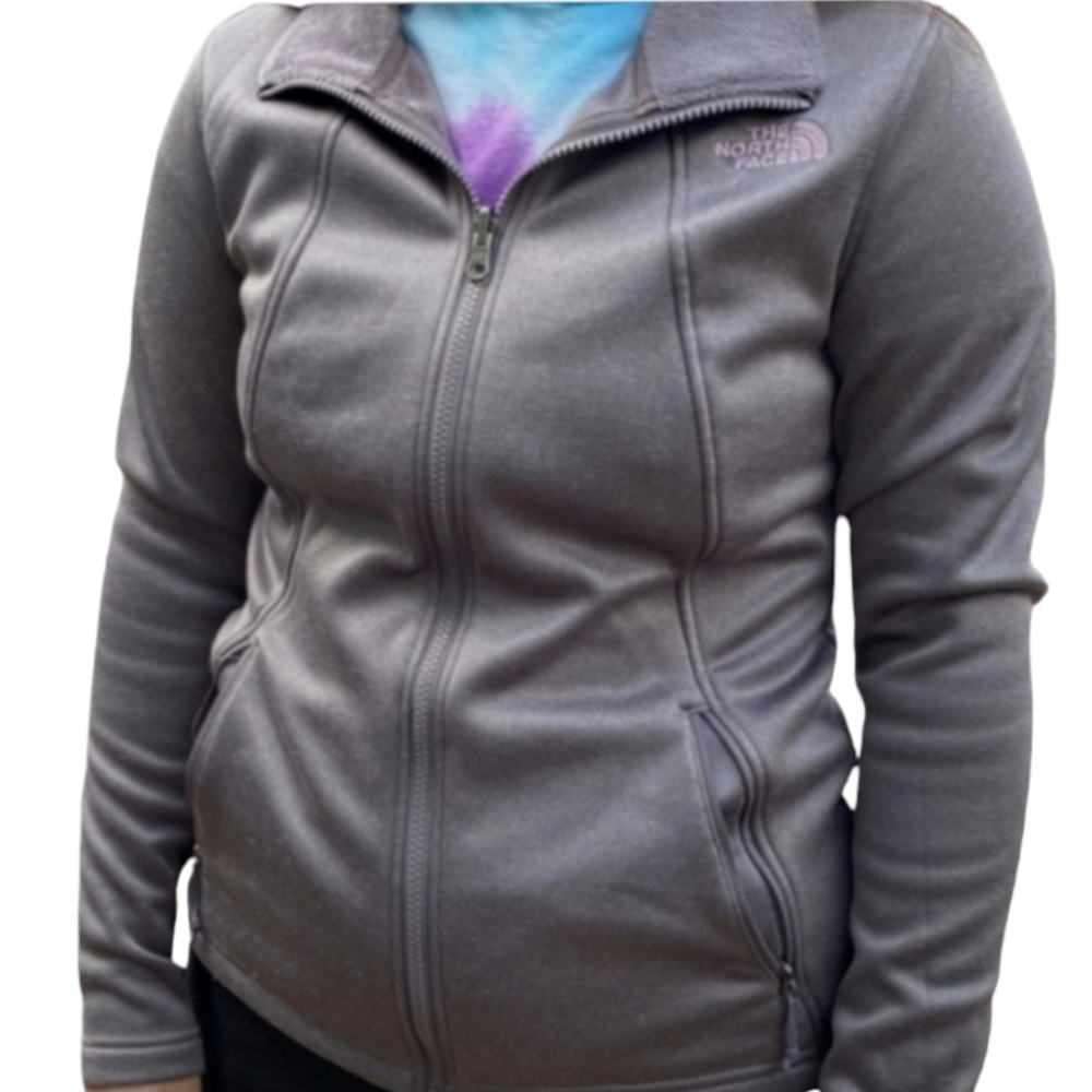 The North Face Gray Collared North Face Zip Up Fleece Jacket, Size M
